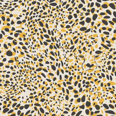 Pre-owned Aimee Wilder Cheetah Vision Designer Wallpaper In Color Aventura 'yellow, Black And White'