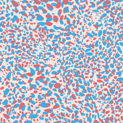 Pre-owned Aimee Wilder Cheetah Vision Designer Wallpaper In Color Candy 'red, Blue And Blush'