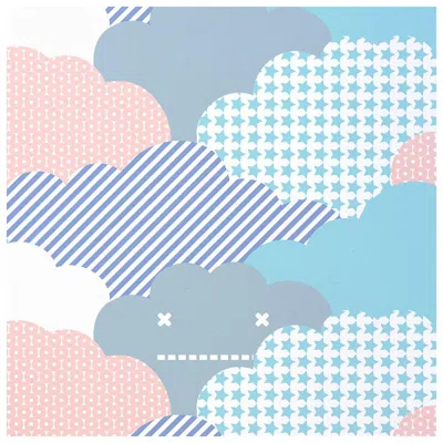 Pre-owned Aimee Wilder Clouds Designer Wallpaper In Sunshine 'purple, Peach, Aqua, Grey And White'