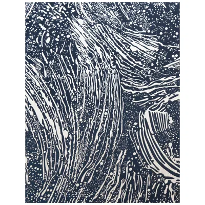 Pre-owned Aimee Wilder Cosmic Splash Woven Commercial Grade Fabric In Oxford, White And Navy