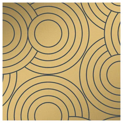 Pre-owned Aimee Wilder Crop Circles Designer Wallpaper In Eclipse 'metallic Gold On Charcoal'