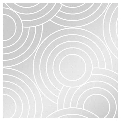 Pre-owned Aimee Wilder Crop Circles Designer Wallpaper In Glimmer 'metallic Silver On White'