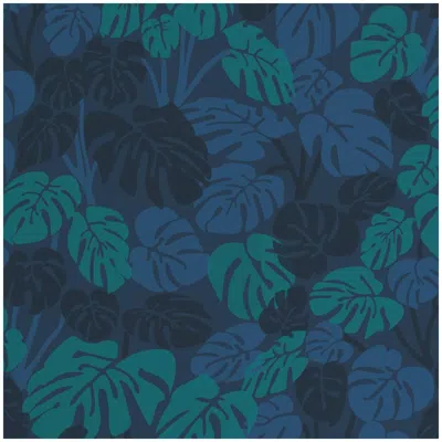 Pre-owned Aimee Wilder Deliciosa Designer Wallpaper In Moonlight 'teal, Blue, Navy And Cobalt'