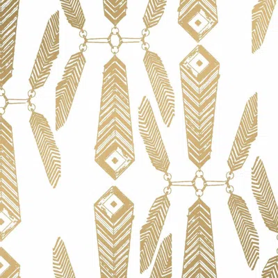 Pre-owned Aimee Wilder Indian Summer Designer Wallpaper In Sphinx 'metallic Gold On Soft White'
