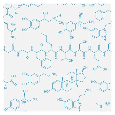 Pre-owned Aimee Wilder Love Molecules Designer Wallpaper In Azzurro 'cerulean Blue On Soft White'