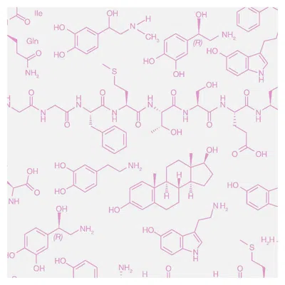 Pre-owned Aimee Wilder Love Molecules Designer Wallpaper In Charm 'pink On Soft White' In Gray