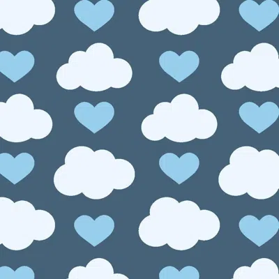 Pre-owned Aimee Wilder Loveclouds Designer Wallpaper In Prep 'blue, White And China Blue'