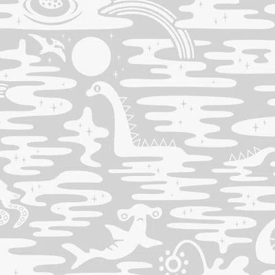 Pre-owned Aimee Wilder Mystic Lagoon Designer Wallpaper In Heather 'white And Grey' In Gray