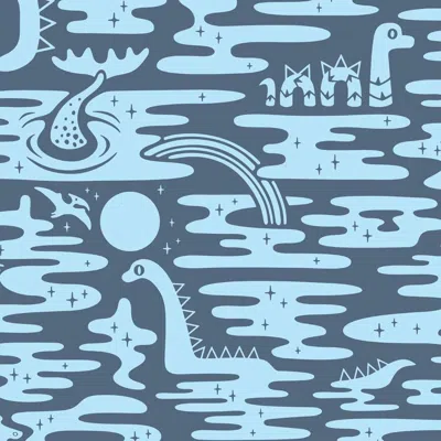 Pre-owned Aimee Wilder Mystic Lagoon Designer Wallpaper In Ocean 'powder Blue And China Blue'