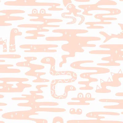 Pre-owned Aimee Wilder Mystic Lagoon Designer Wallpaper In Papaya 'peach And White' In Orange