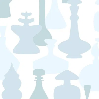 Pre-owned Aimee Wilder No. 5 Designer Wallpaper In Fog 'powder Blue, Sky Blue, Sapphire And White'