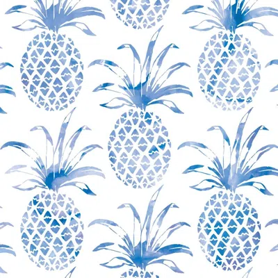 Pre-owned Aimee Wilder Pi�a Pintada Designer Wallpaper In Macaw 'cobalt Blue And White'