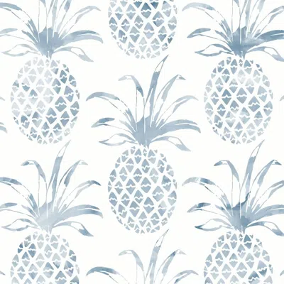 Pre-owned Aimee Wilder Pi�a Pintada Designer Wallpaper In Quay 'blue-grey And White' In Gray