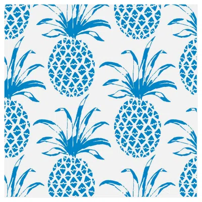 Pre-owned Aimee Wilder Pi�a Sola Designer Wallpaper In Color Ballena 'azure Aqua Blue On White'