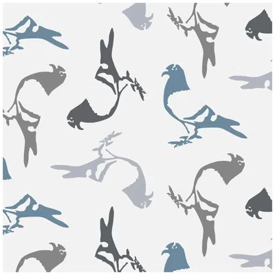 Pre-owned Aimee Wilder Pigeon Designer Wallpaper In Slate 'cool Grays, Blue, Charcoal And Pale Grey'