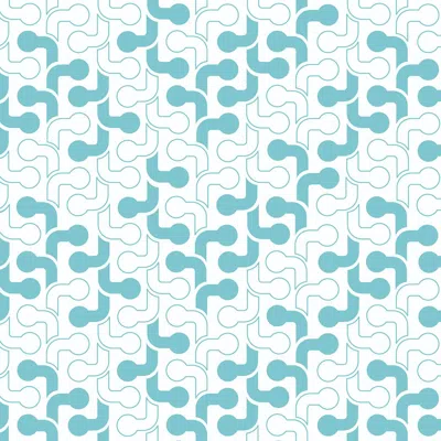 Pre-owned Aimee Wilder Pipes Designer Retro Geometric Wallpaper In Aqua 'sky Blue On White'