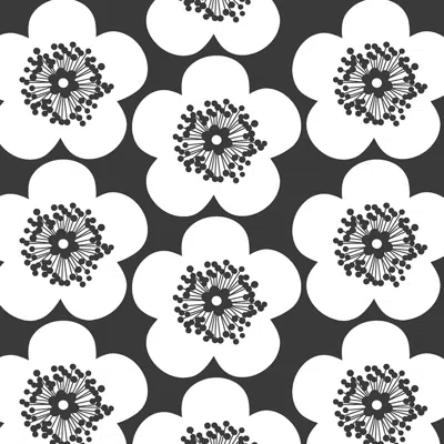 Pre-owned Aimee Wilder Pop Floral Designer Wallpaper In Charcoal 'black And White'