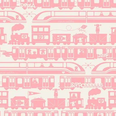 Pre-owned Aimee Wilder Robo Rail Designer Wallpaper In Peony 'rosey Pink On Soft White'