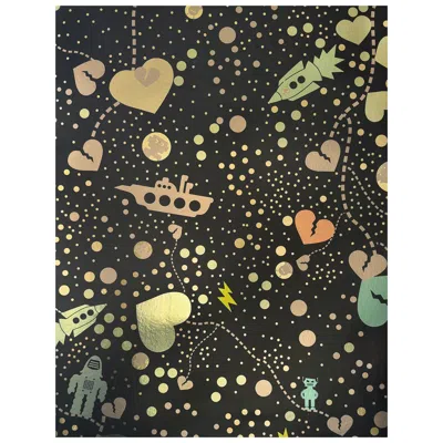 Pre-owned Aimee Wilder Robot Universe Metallic Type Ii Wallpaper In Callisto (sample) In Black