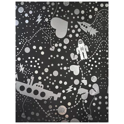 Pre-owned Aimee Wilder Robot Universe Metallic Type Ii Wallpaper In Esther (sample) In Black