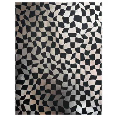 Pre-owned Aimee Wilder Warped Check Metallic Type Ii Wallpaper In Chess (sample) In Black