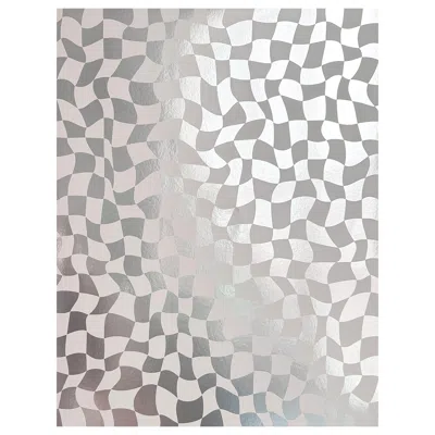 Pre-owned Aimee Wilder Warped Check Metallic Type Ii Wallpaper In Pearl (sample) In Gray