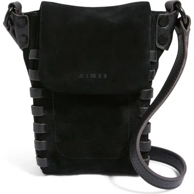 Aimee Zen Suede Phone Crossbody Bag In Black
