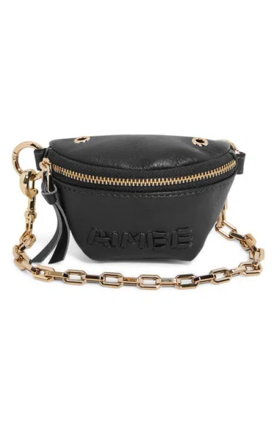 Aimee Zip Sling Leather Bag Charm In Black Crinkle