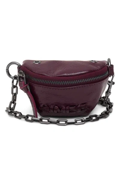 Aimee Zip Sling Leather Bag Charm In Wine Crinkle