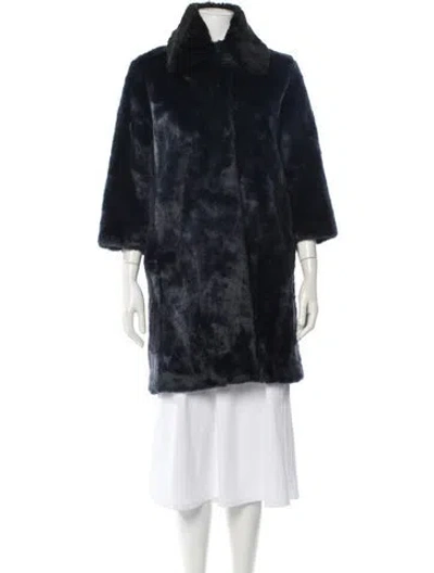 Pre-owned Ainea Faux Fur Coat In Blue