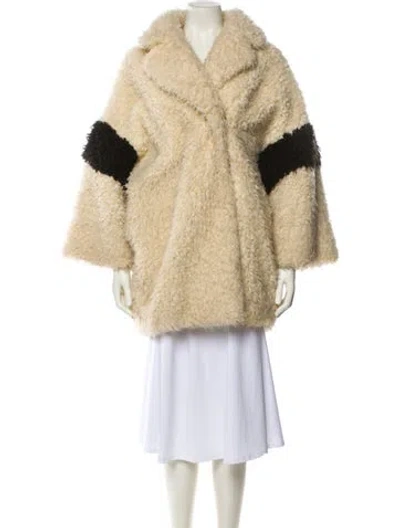 Pre-owned Ainea Faux Fur Coat In Neutral