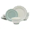 Ainsley 12-piece Ceramic Dinnerware Set, Sage Blue