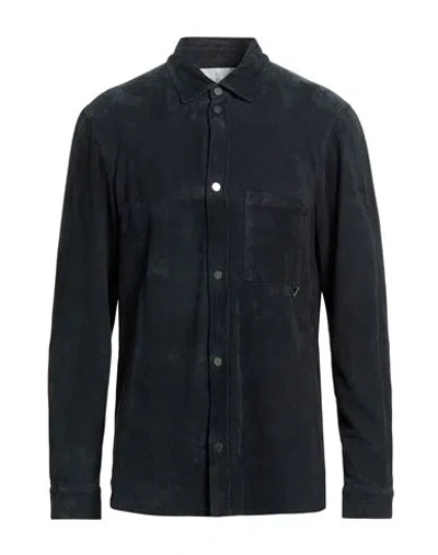 Aion Man Shirt Midnight Blue Size 42 Ovine Leather
