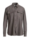 Aion Man Shirt Taupe Size 38 Virgin Wool, Cashmere In Gray