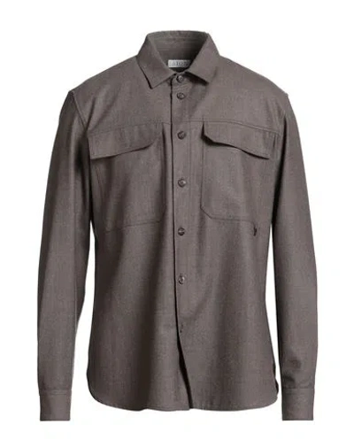 Aion Man Shirt Taupe Size 38 Virgin Wool, Cashmere In Gray