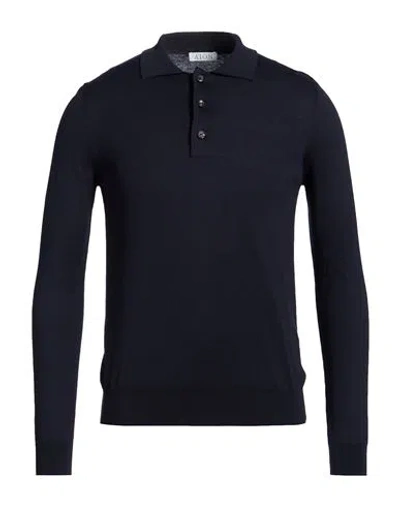 Aion Man Sweater Midnight Blue Size 44 Silk, Cotton