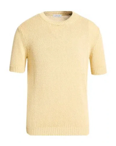 Aion Man Sweater Pastel Yellow Size 42 Linen, Silk