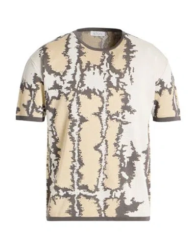 Aion Man Sweater Sand Size 38 Silk, Cotton In Black
