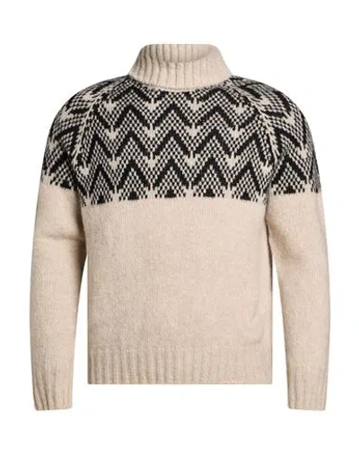 Aion Man Turtleneck Beige Size 38 Cashmere, Silk In Neutral