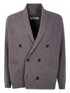 Aion Ribbed Double-breasted Cardigan In Blue
