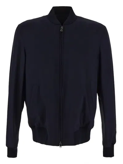 Aion Zip-up Bomber Jacket In Blue