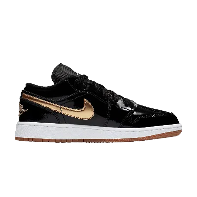 Pre-owned Air Jordan 1 Low Gs 'metallic Gold' In Black