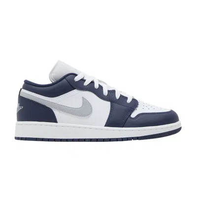 Pre-owned Air Jordan 1 Low Gs 'midnight Navy Wolf Grey' | White | Kid's Size 7