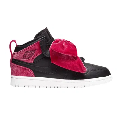 Pre-owned Air Jordan 1 Mid Bow Ps 'black Noble Red' | Kid's Size 2.5