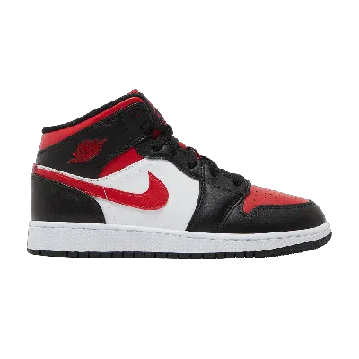 Pre-owned Air Jordan 1 Mid Gs 'black Fire Red'