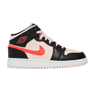 Pre-owned Air Jordan 1 Mid Gs 'black Pink Crimson'