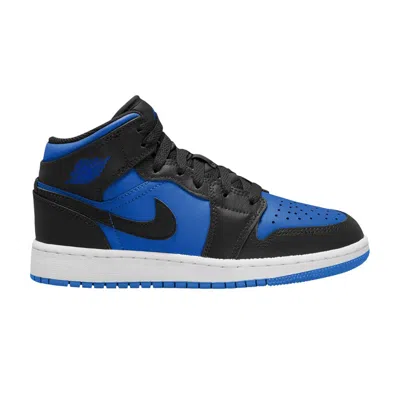 Pre-owned Air Jordan 1 Mid Gs 'black Royal Blue' | Kid's Size 6.5