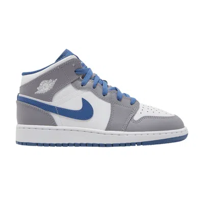 Pre-owned Air Jordan 1 Mid Gs 'cement True Blue' | Grey | Kid's Size 6