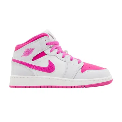 Pre-owned Air Jordan 1 Mid Gs 'fire Pink' | White | Kid's Size 3.5