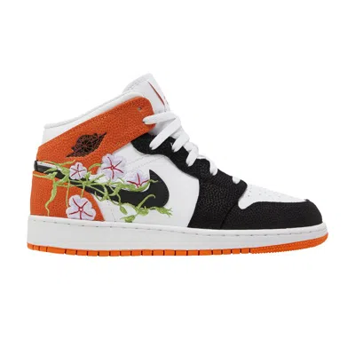 Pre-owned Air Jordan 1 Mid Gs 'floral' | Orange | Kid's Size 7